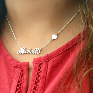 customised Name Necklace with sideways Heart