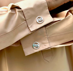  silver Cufflinks with initials in round shape