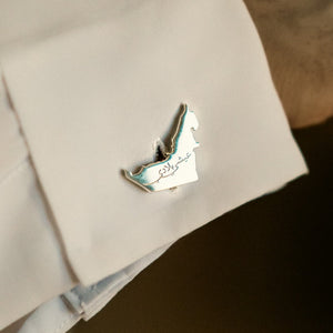 Cufflinks with UAE MAP in Silver