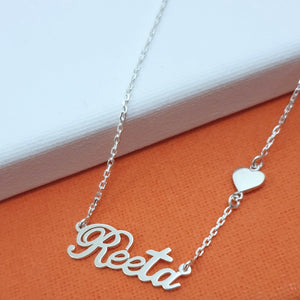 Personalized Name Necklace with sideways Heart
