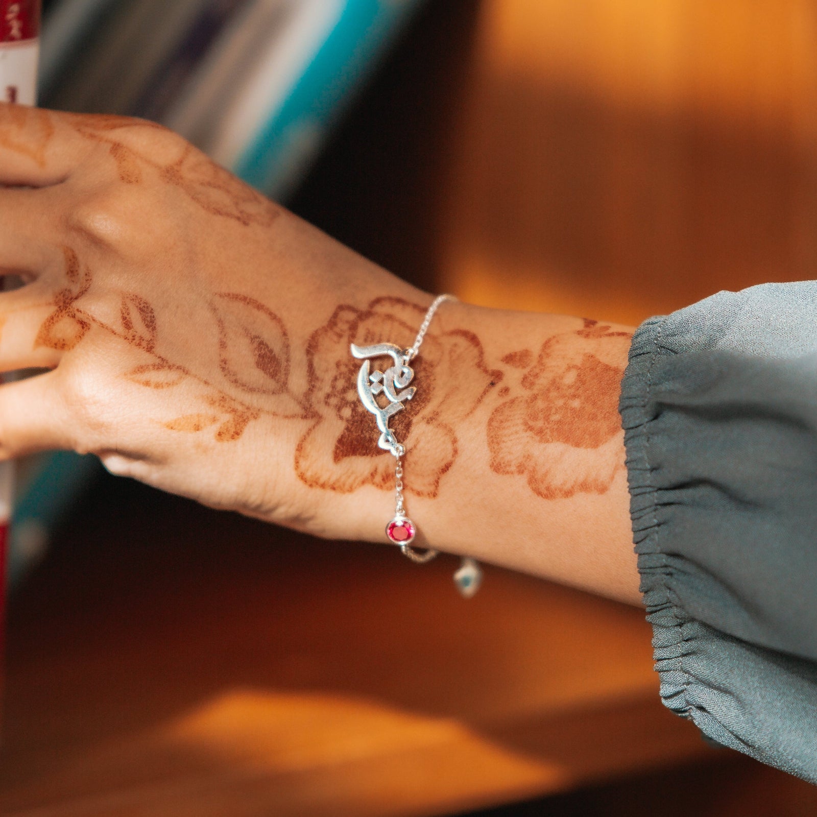 Arabic Bracelet with Red color stone