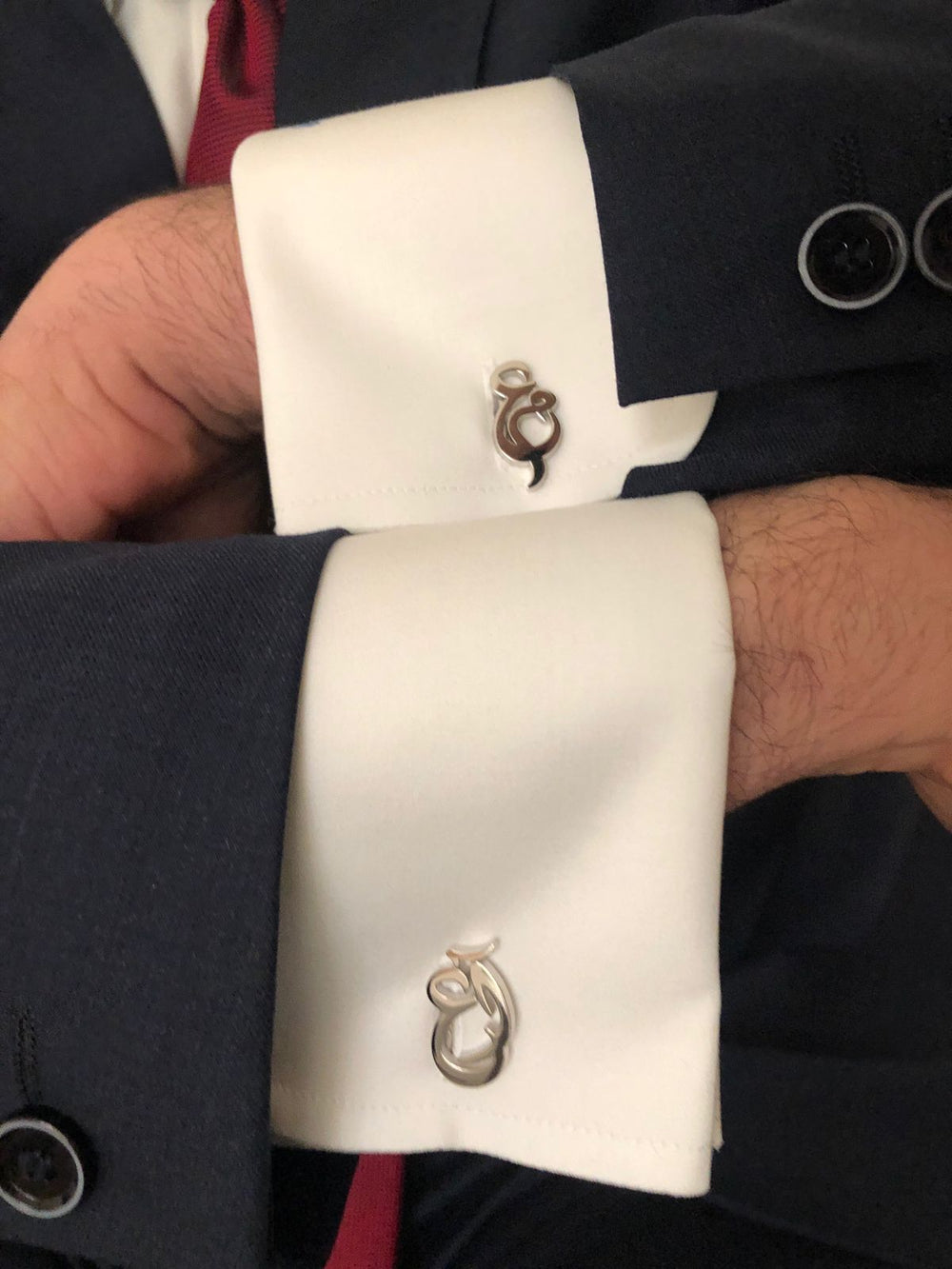 Cufflinks in arabic initials made by samaa in UAE