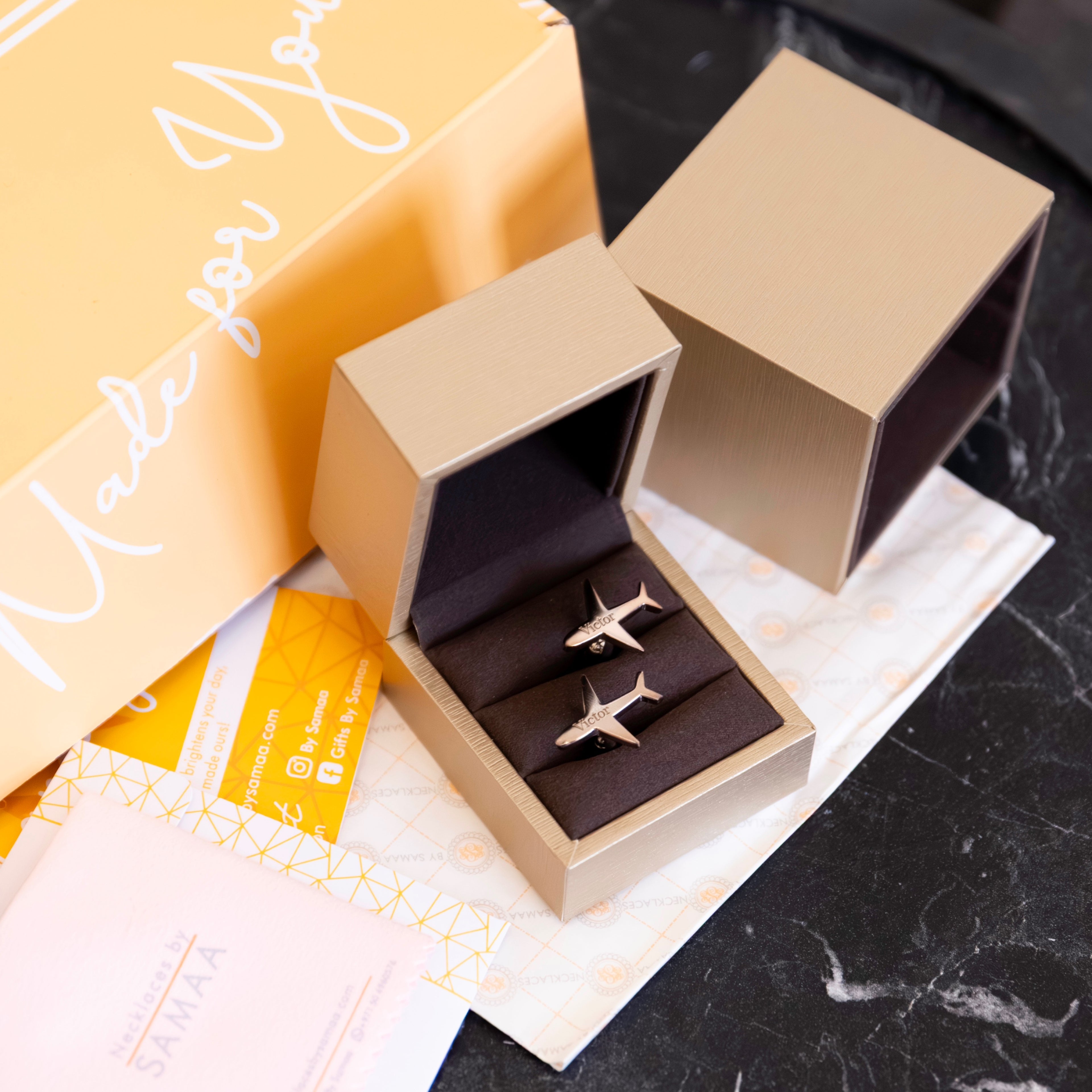 Cufflinks with Airplane Shape in a gift Box