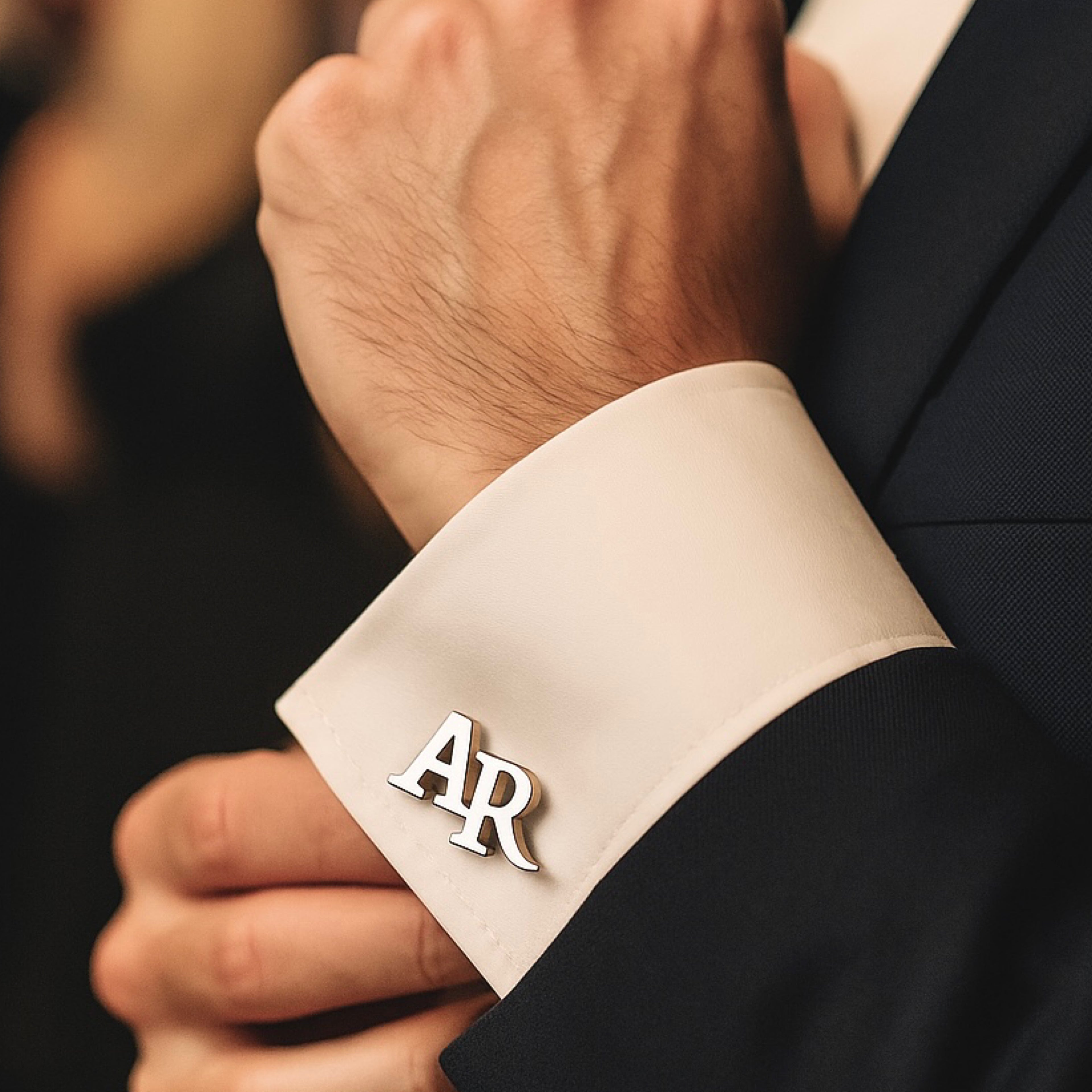 Customized Silver Cufflinks with letters in UAE