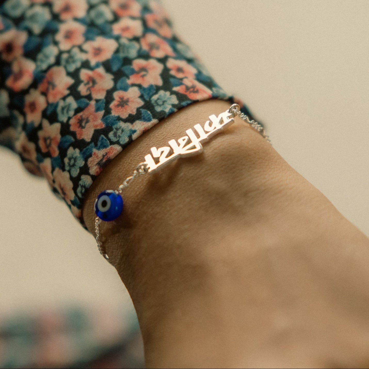 Hindi language name Bracelet with blue eye