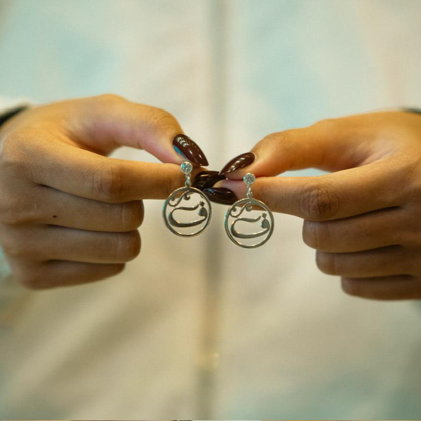 initials earring for women in round shape