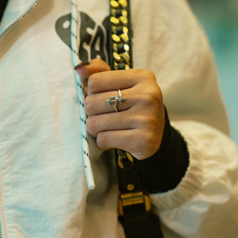 silver ring with 2 Initials in Dubai