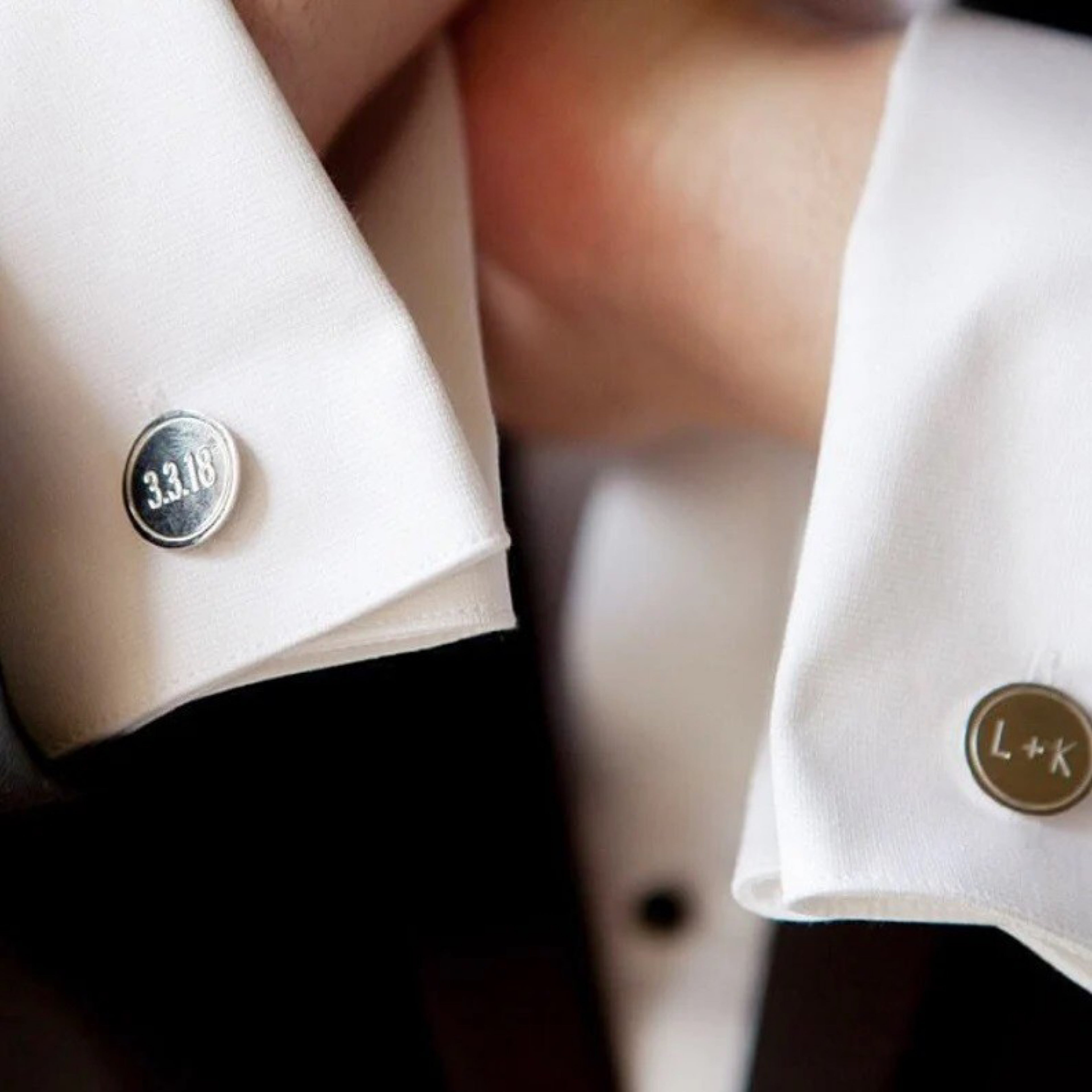 Personalized Round shape Cufflinks with Date and Letters