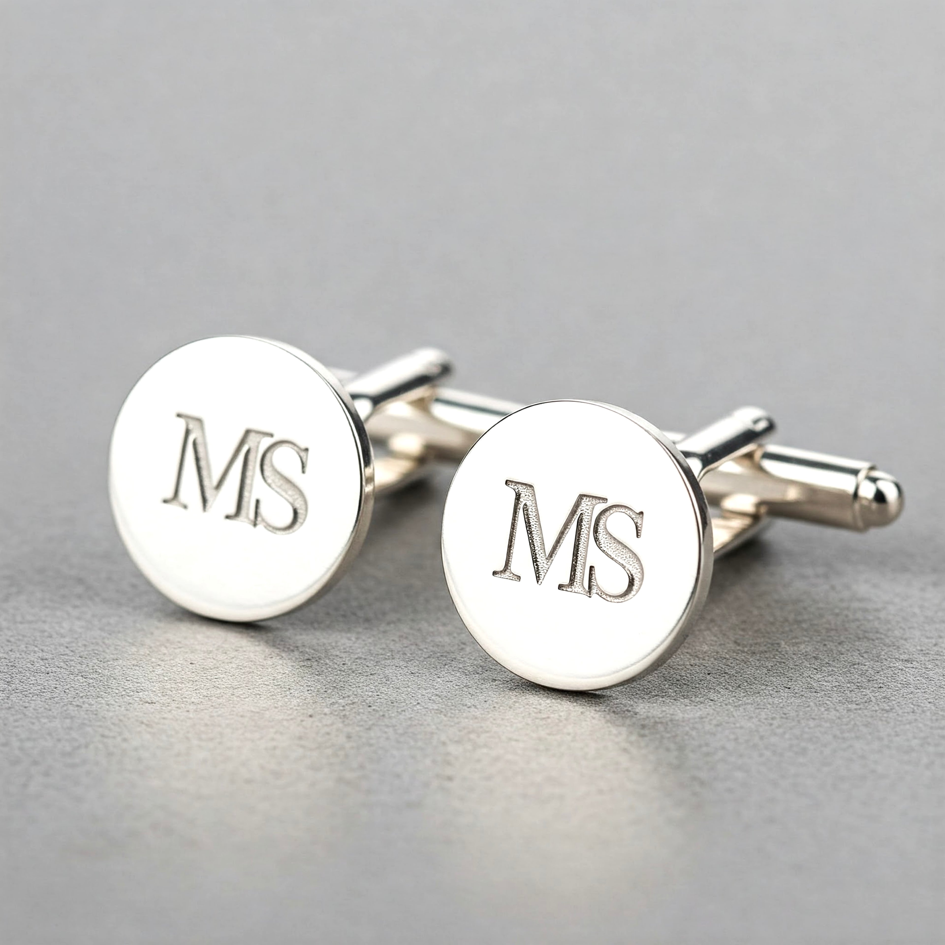 Personalized Round shape Cufflinks with letters and initials in Dubai abu dhabi