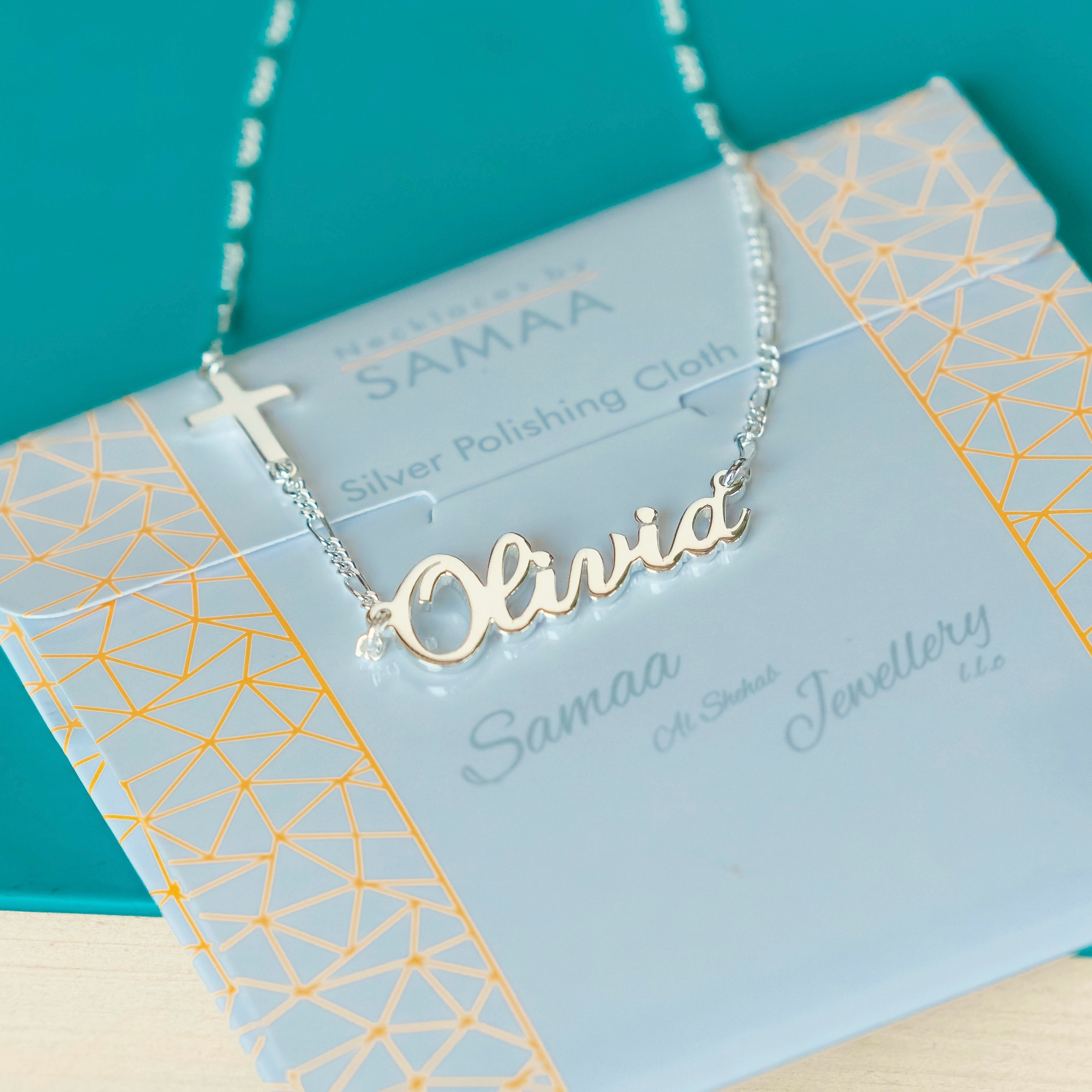 Personalized name Bracelet with Cross Charm in UAE