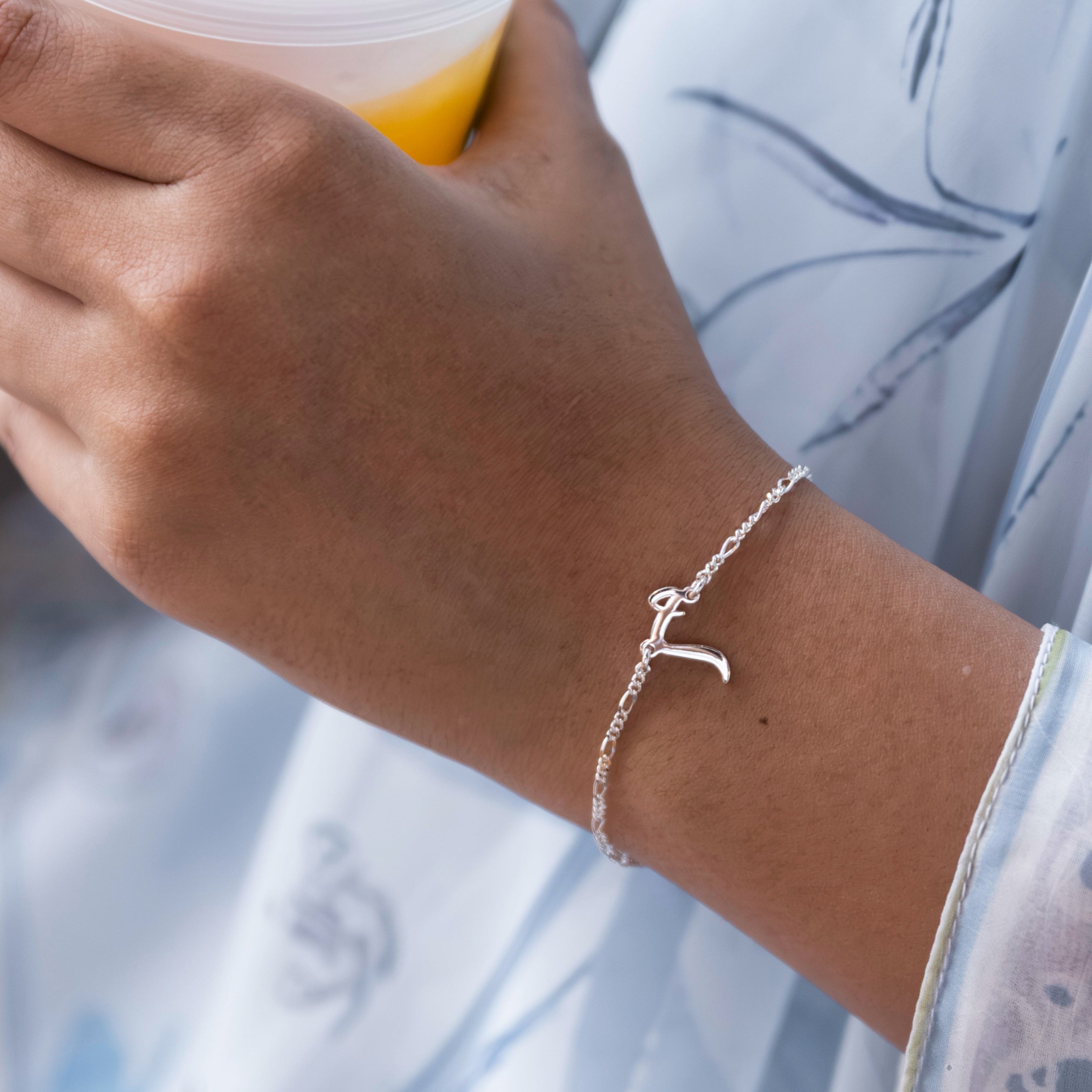 Silver Bracelet with arabic Letter In Dubai Abu Dhabi