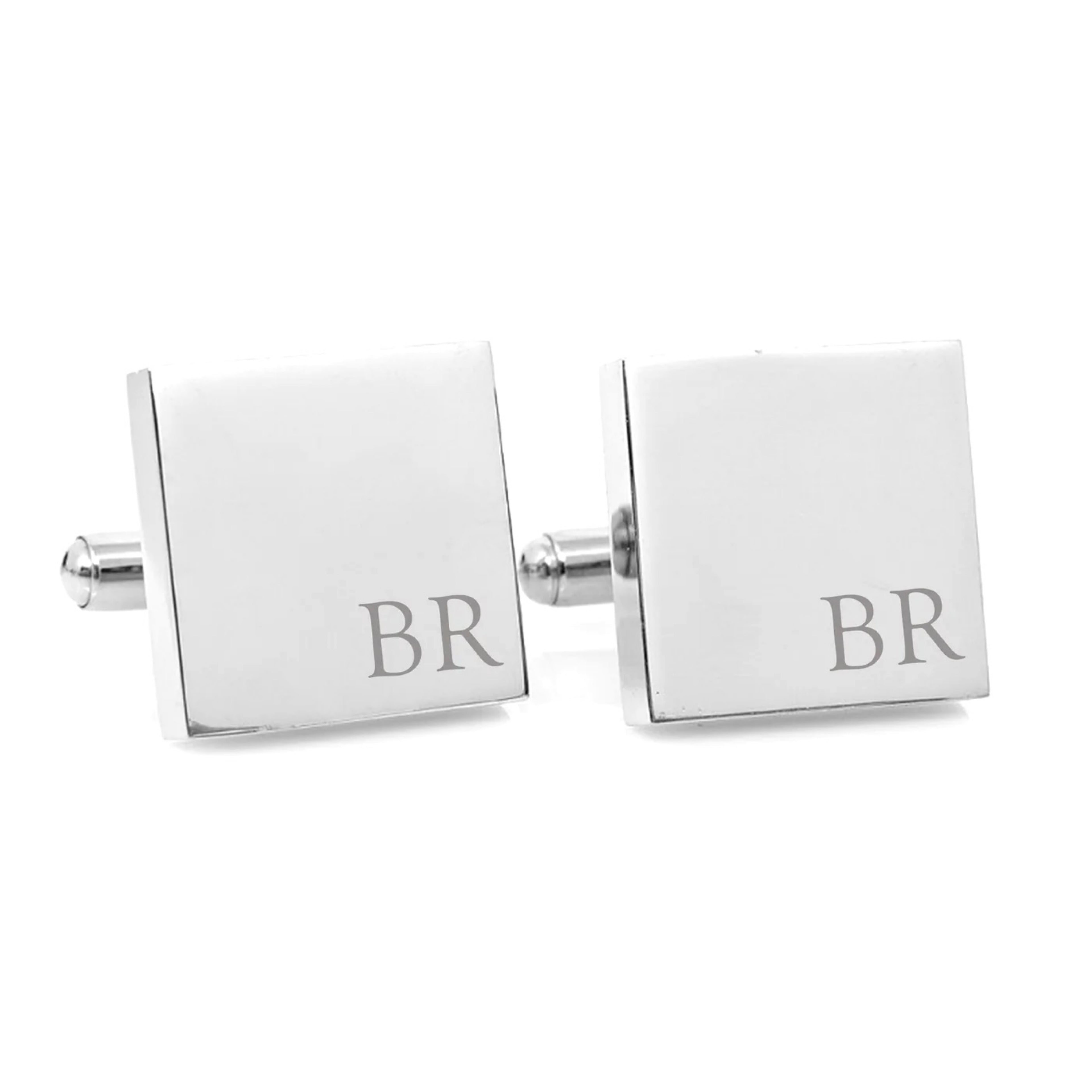 Square shape silver Cufflinks with initials in UAE