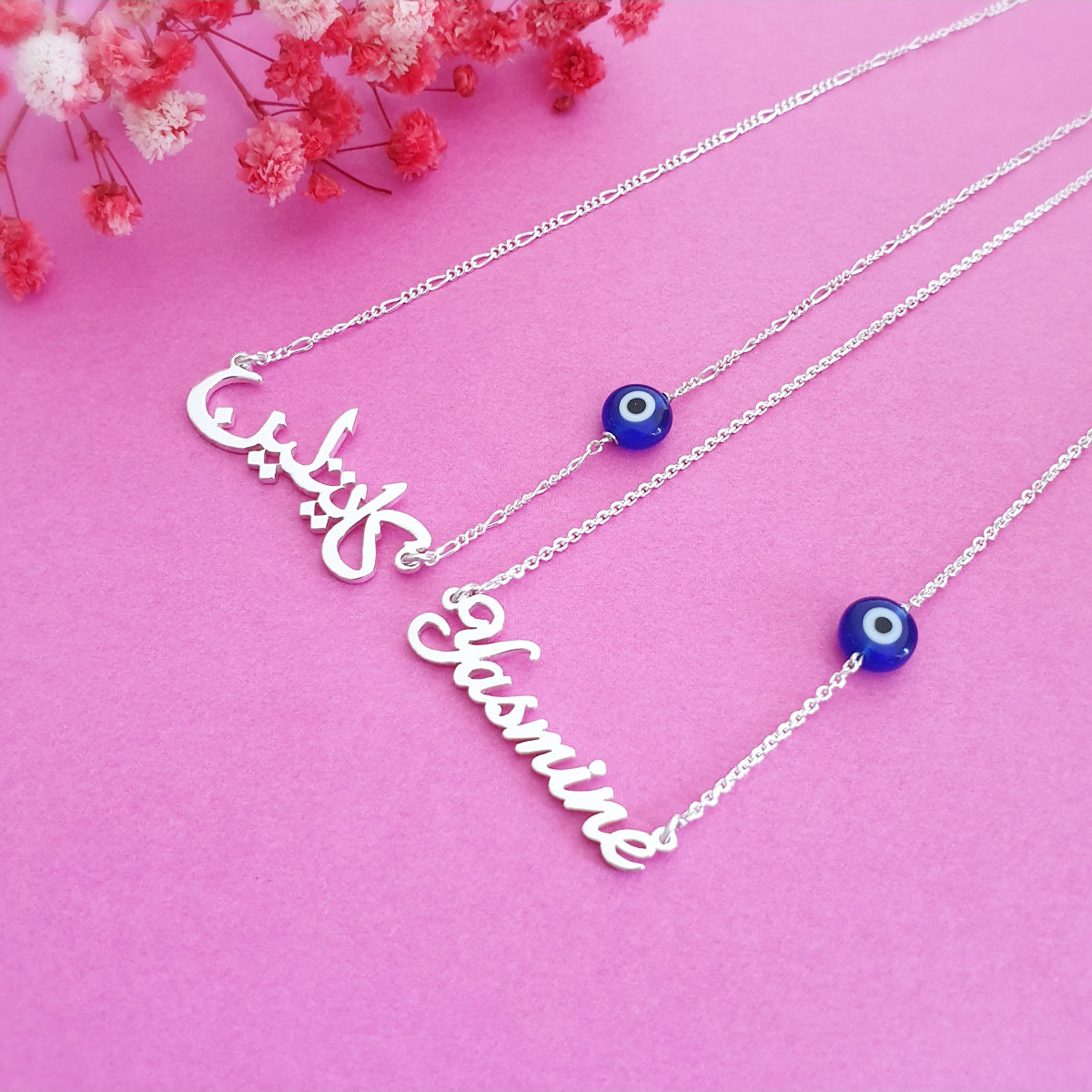 personalized name necklace with Blue eye  in dubai UAE