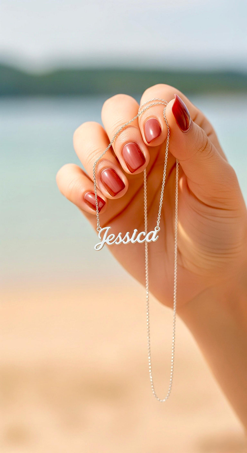 silver name necklace jessica in Dubai Abu Dhabi UAE best gift for women