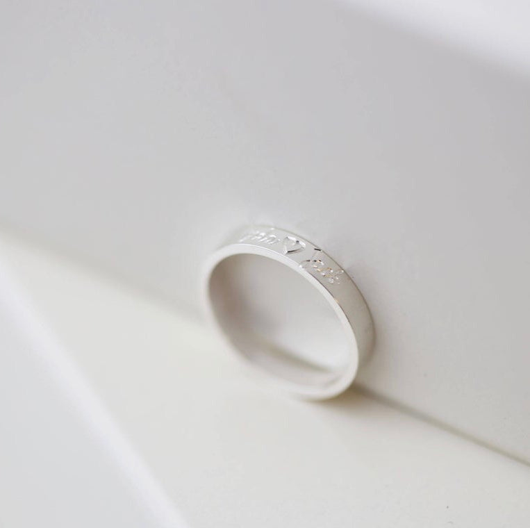 silver custom made Ring with Name Engraving