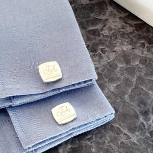 Birthday gift for men Customized Square  Cufflinks with initials and name on Dubai And Abudhabi
