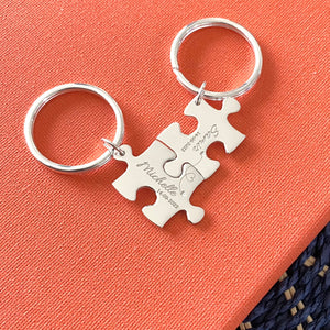Personalised Puzzle pieces Key Ring - gift for couples