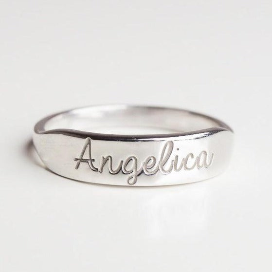 Bar Ring with Name Engraving