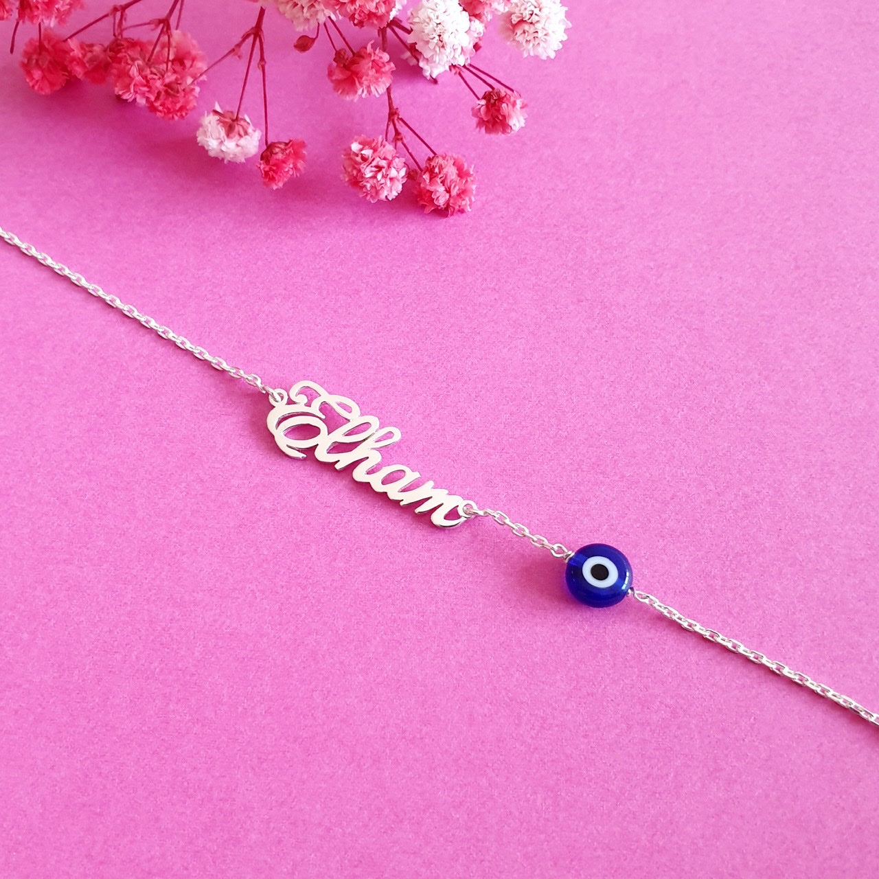 Name Bracelet with Blue Eye