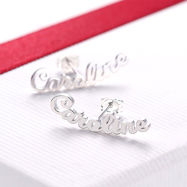 silver Name Earrings Stud