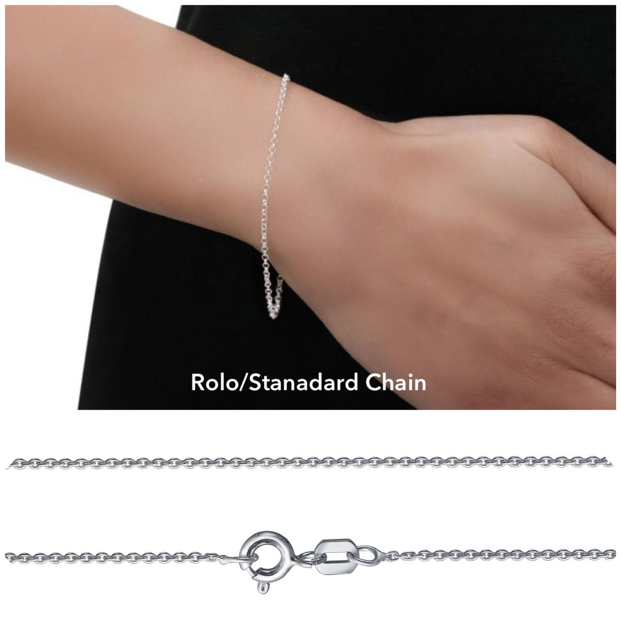 Rolo chain for bar name bracelet