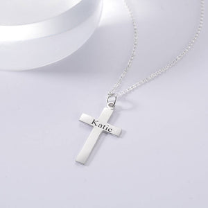 Personalized Cross Necklace with Name Engraving