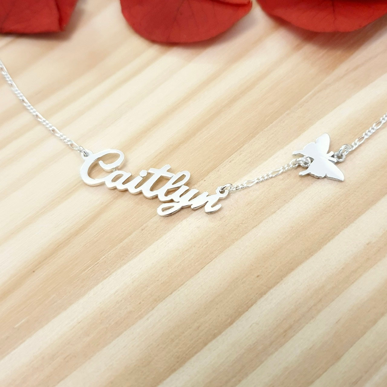 Name necklace with butterfly