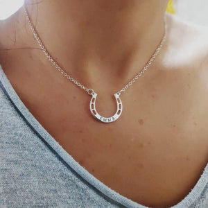 Personalized Horseshoe Necklace with Name Engraving