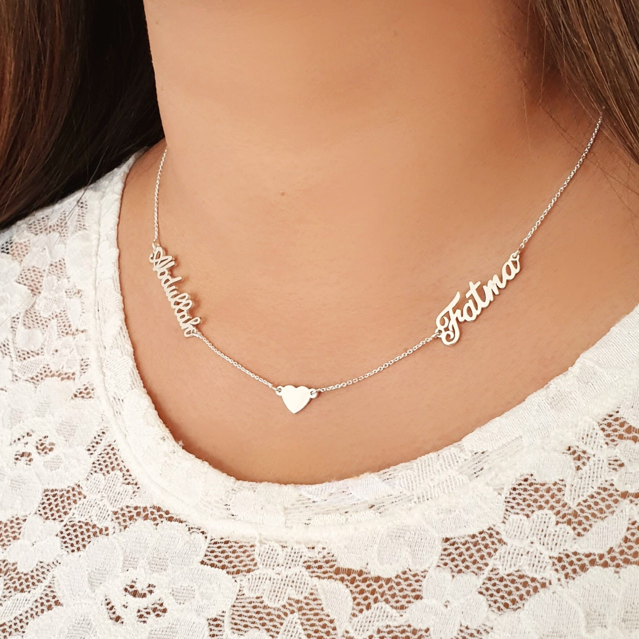 Amazing gift for Wife Personalized Necklace with Heart & 2 Names in Dubai Abudhabi Sharjah