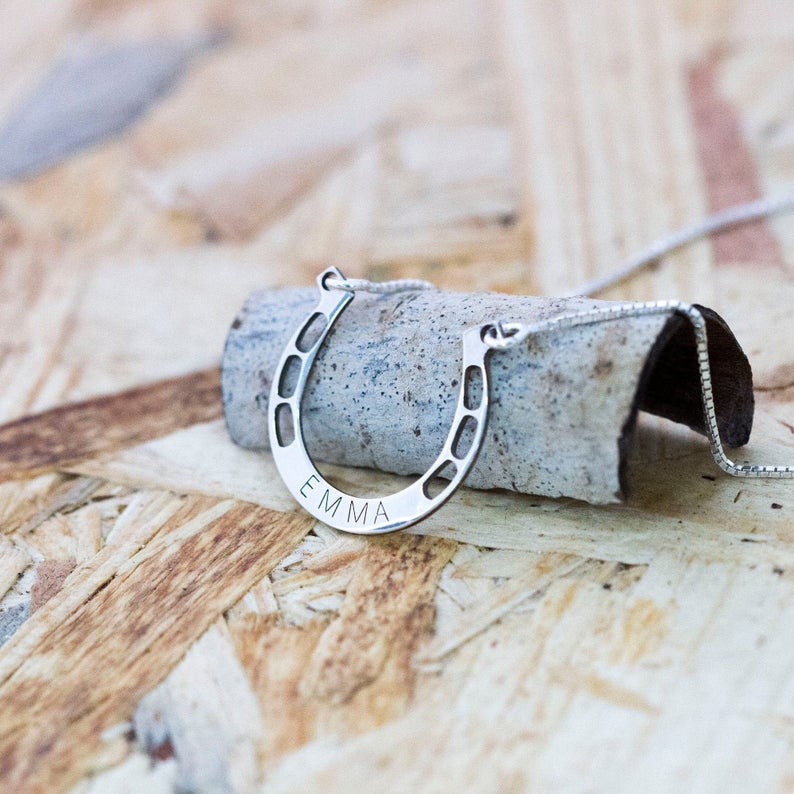Horseshoe Necklace with Name Engraving
