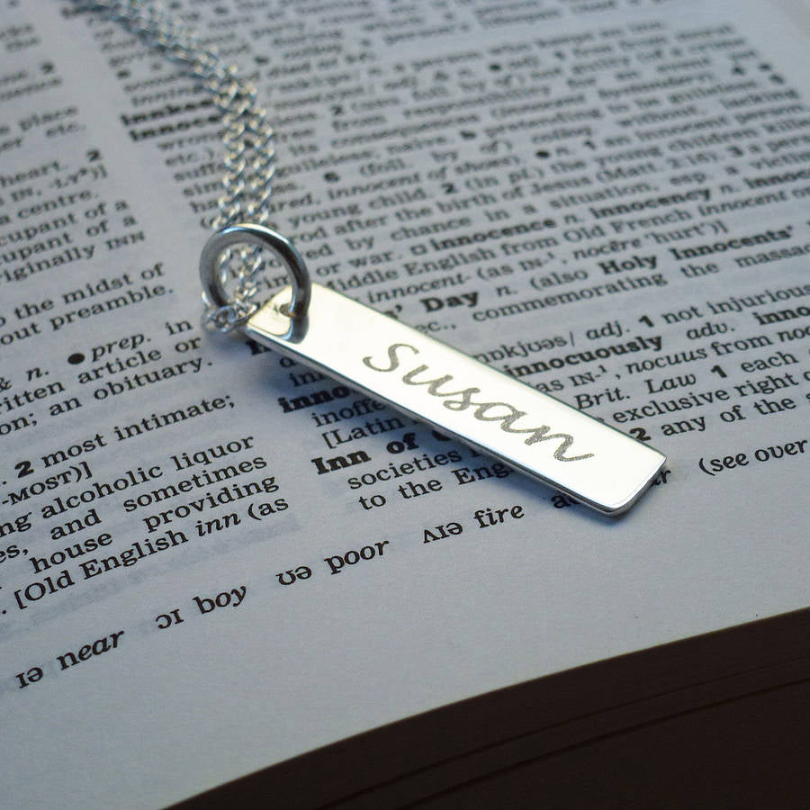 Personalized Men's Bar Necklace with Engraving