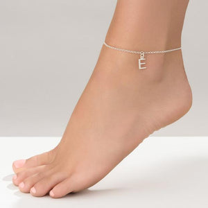 silver Initial Anklet