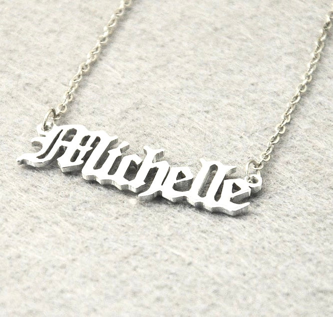 Custom old english hot sale name necklace