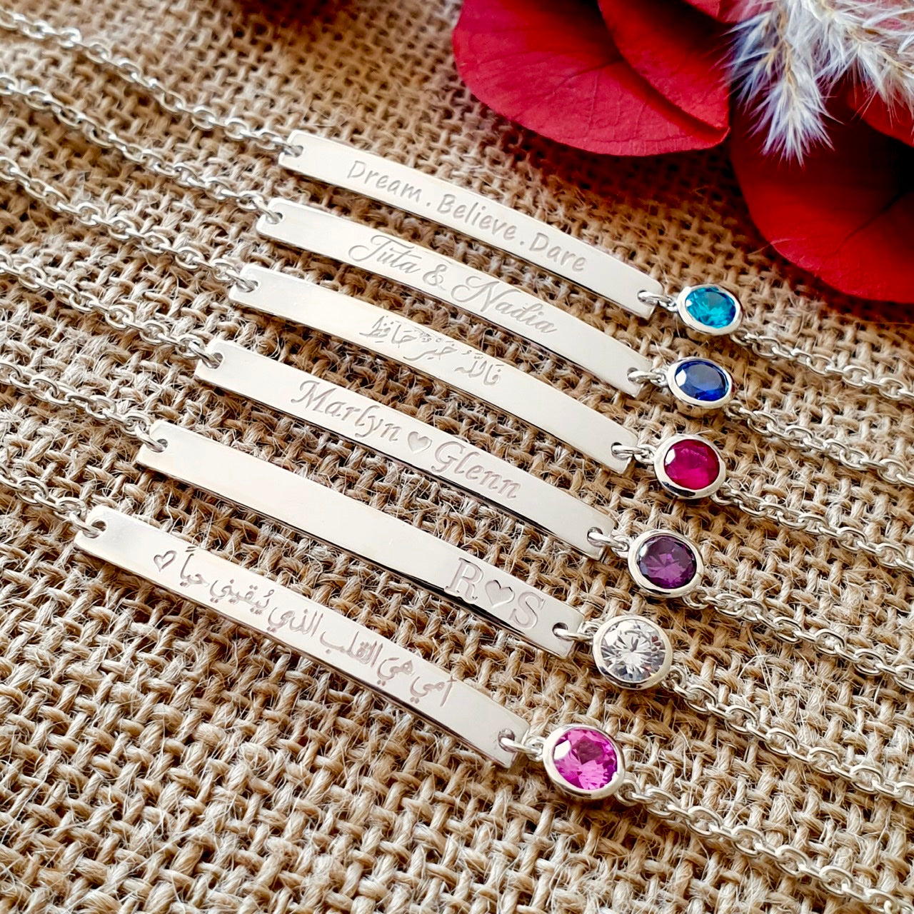 Bar Bracelet with color stone in dubai