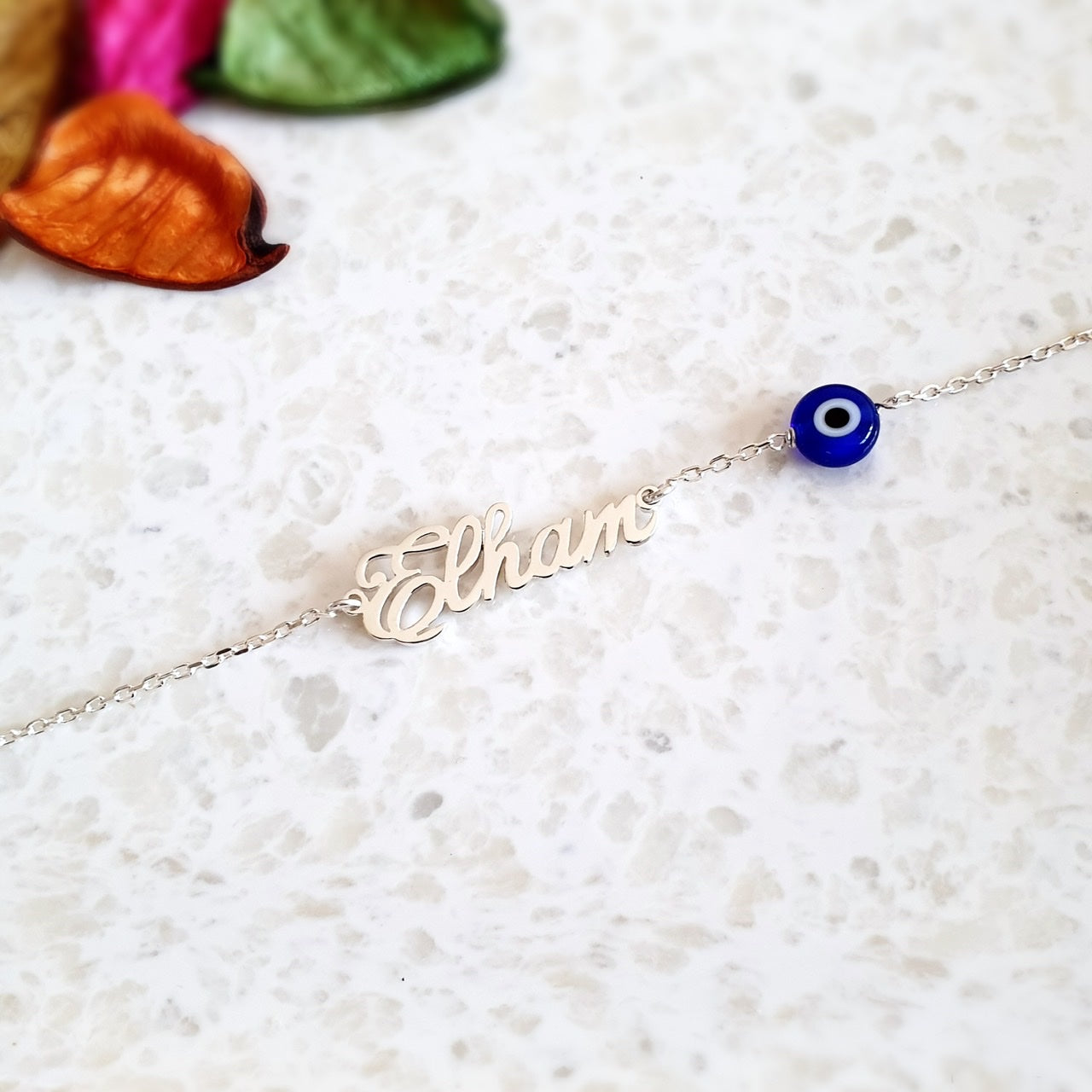 Personalized Name Bracelet with Evil Eye