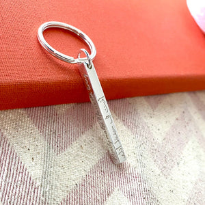 Personalized 4 sided bar key ring