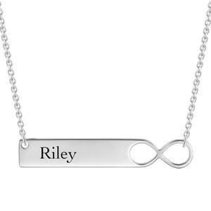 Personalized Bar Necklace with Infinity & Name Engraving