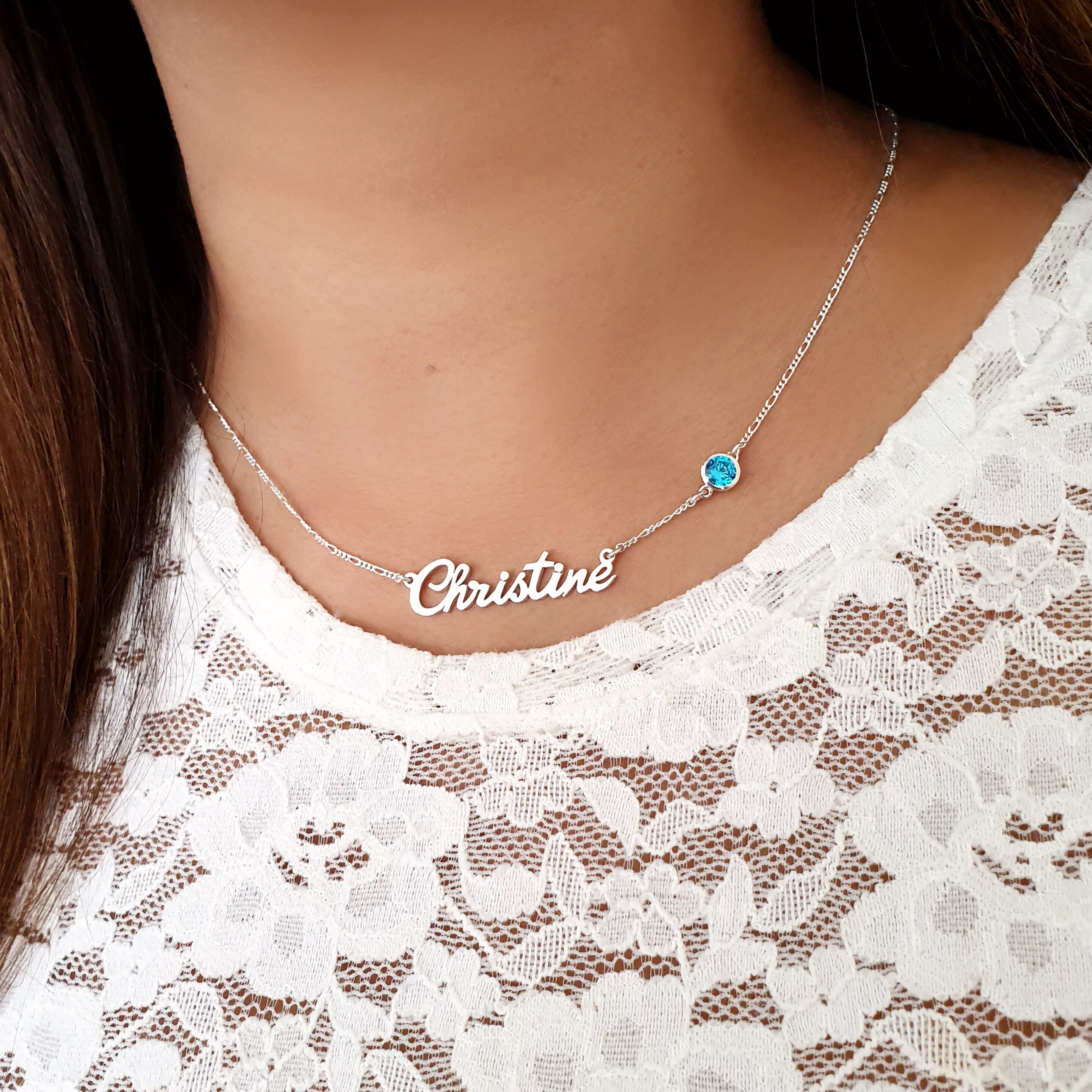 Customised Name necklace with color stone in Abudhabi Dubai