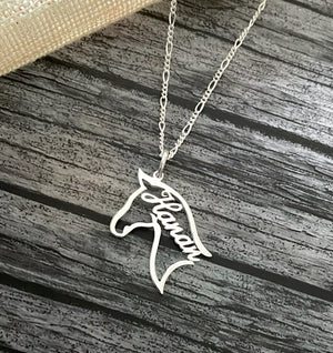 Name necklace with horse design