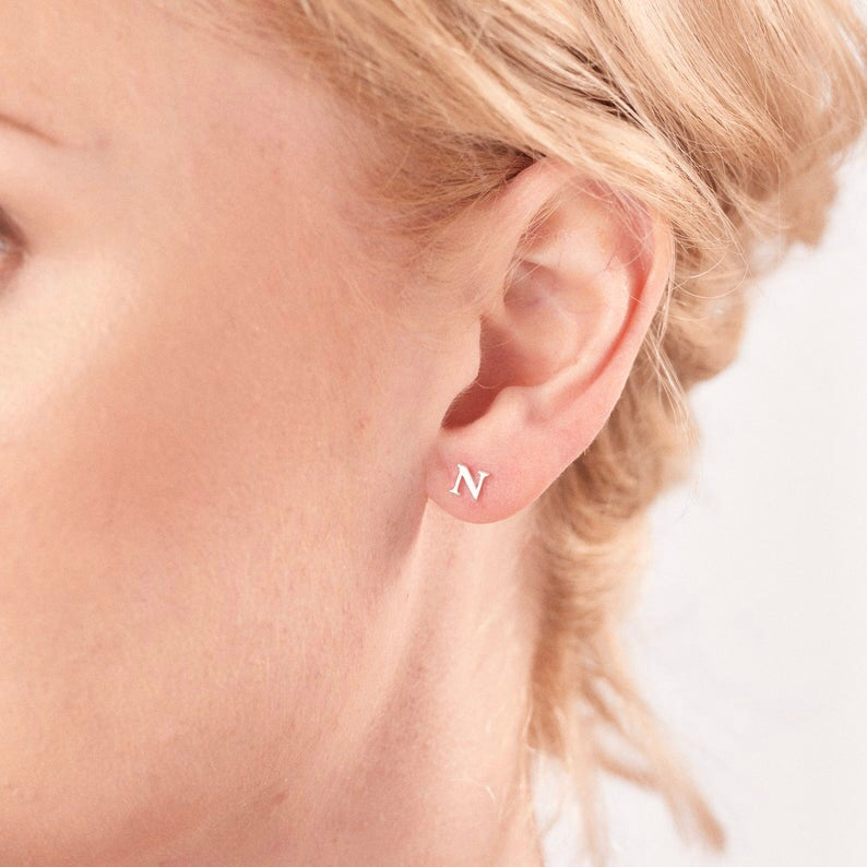 Personalized Initial Alphabet Stud Earrings