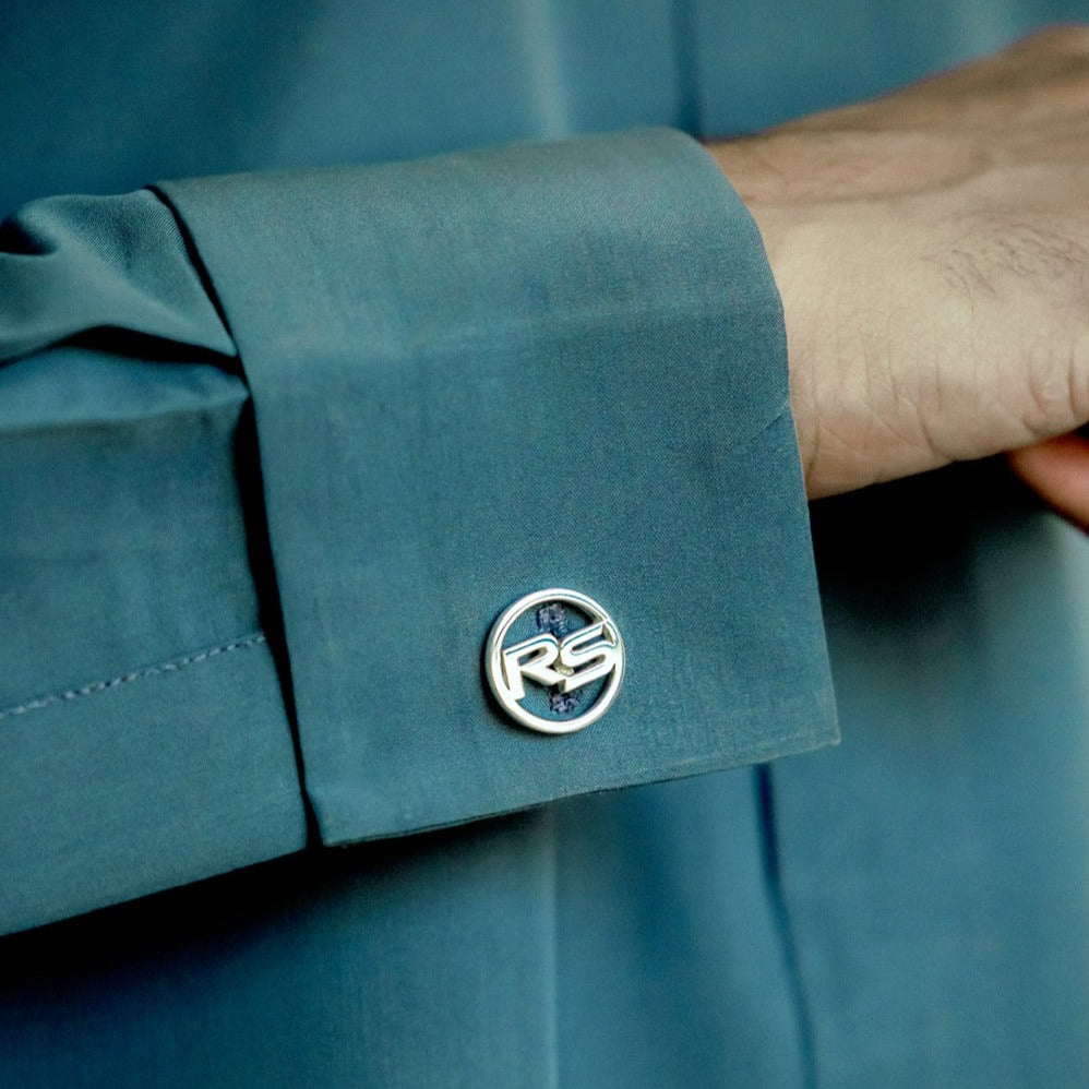 Round shape silver Cufflinks with initials 