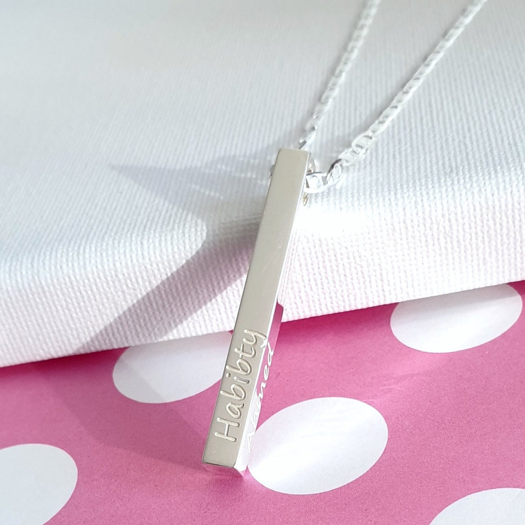 Silver bar necklace for men