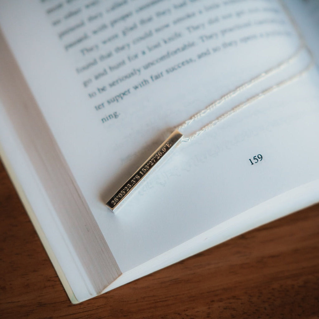 3D bar necklace with Coordinates 