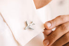 Airplane shape cufflinks with Name on it