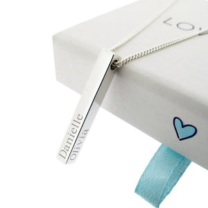 Personalized Square Bar Necklace with Engraving