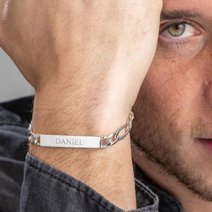 Customised bar bracelet for men with name Engraved 