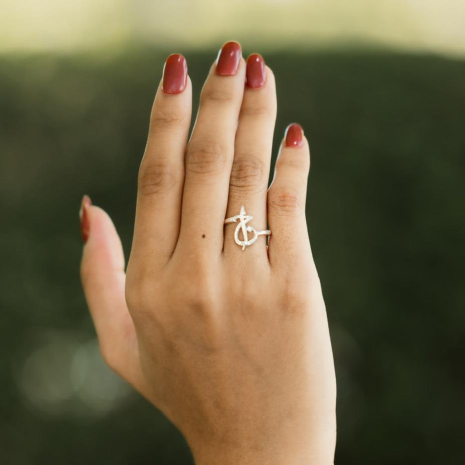 silver ring with 2 arabic initials in UAE