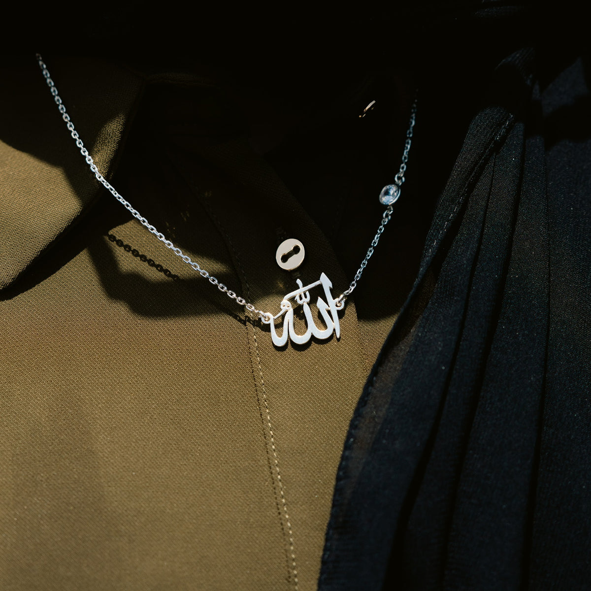 Allah Necklace with Color Stone | Silver Necklace with Word Allah الله ...