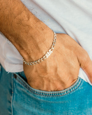 Silver Men Bracelet wit Initials