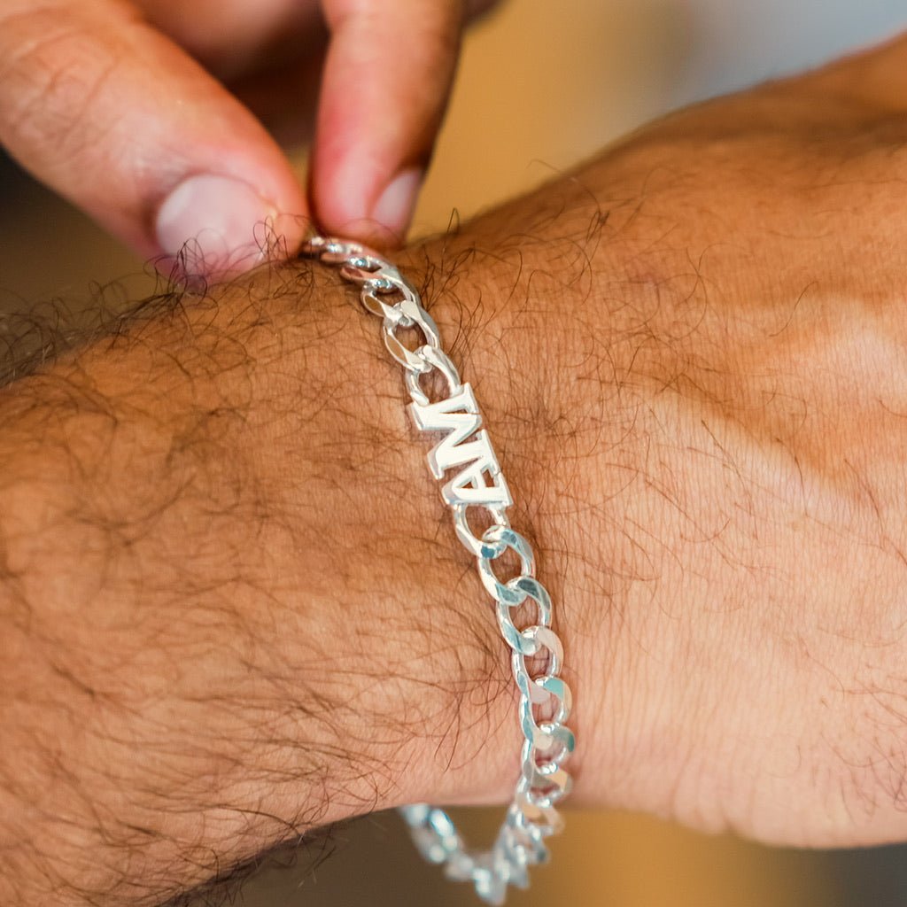 Silver Men Bracelet wit Initials In UAE